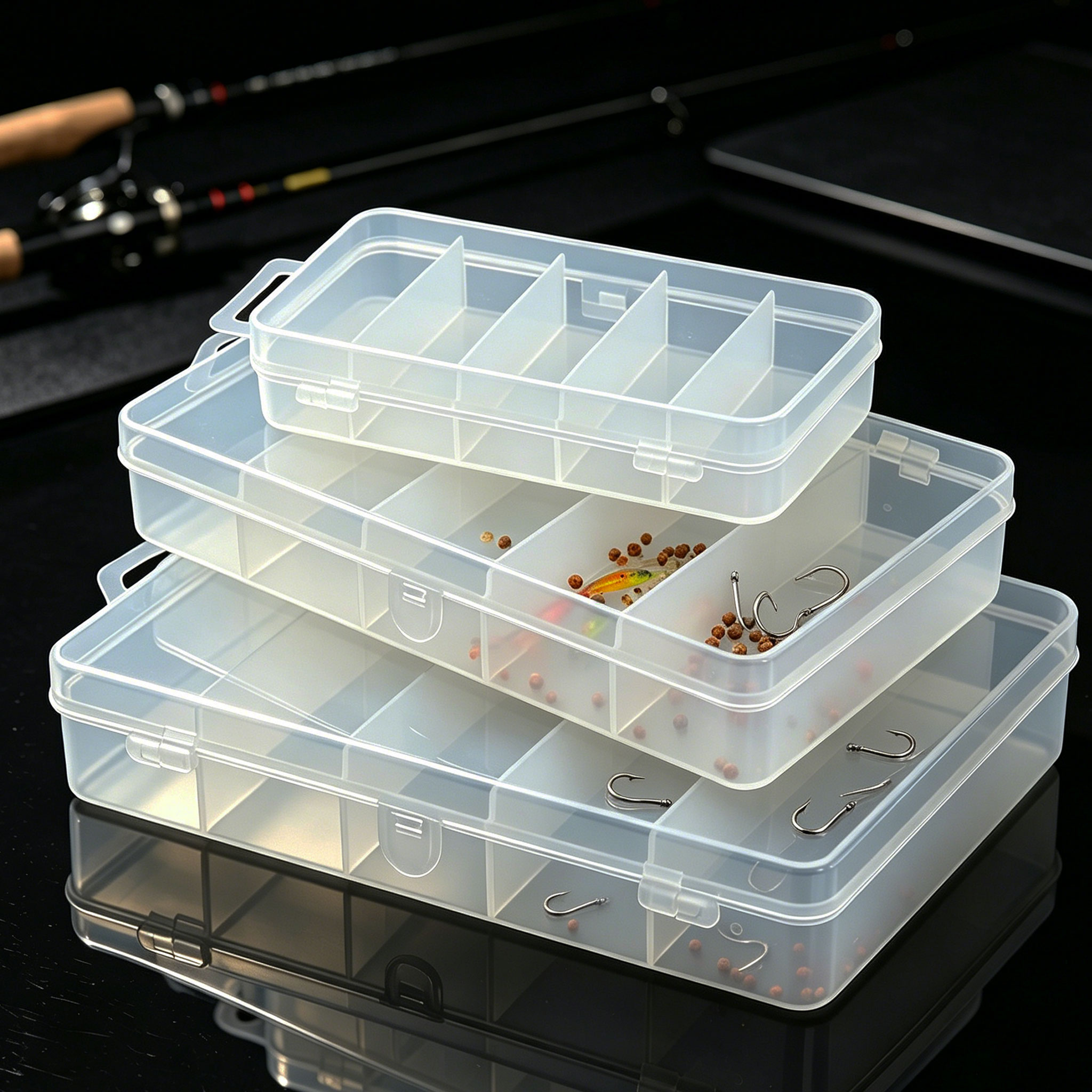 Fishing Equipment Storage - 1/3 stuks 3 maten plastic vislokdoosjes,