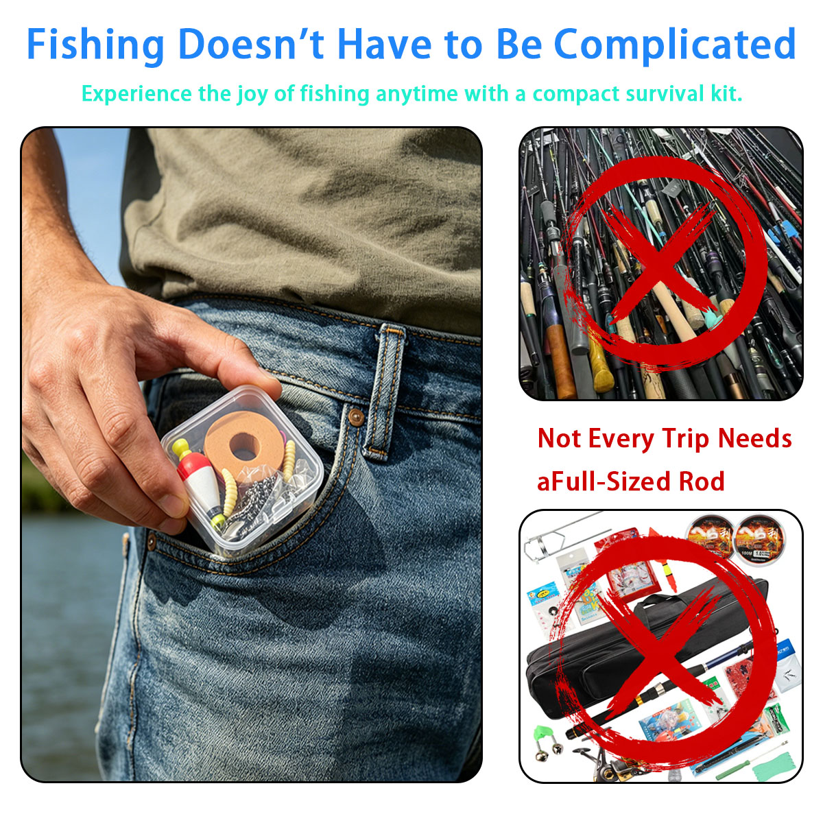 Fishing Equipment Storage - Draagbare noodvisuitrusting, draagbare noodvisset voor buitengebruik