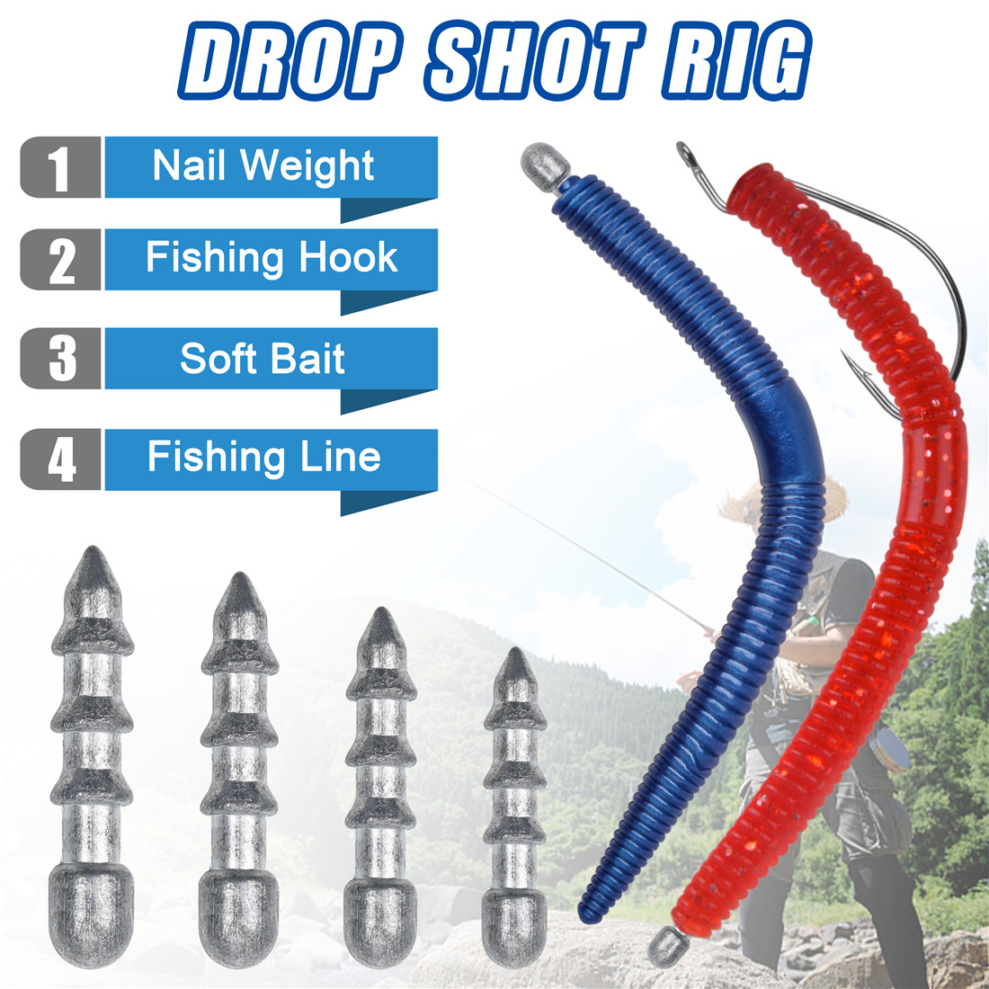 60 Stuks Nagelgewichten Wormvi - Trout Fishing Lure recensie en prijs